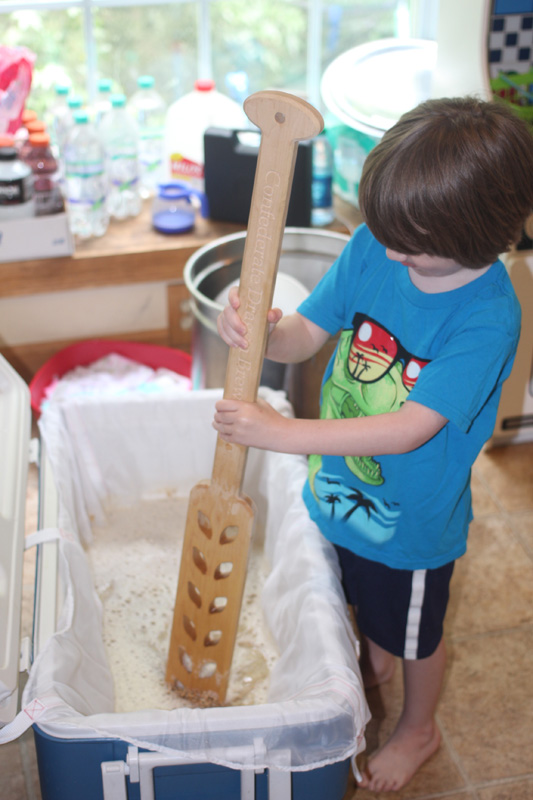 Brewing buddy helping to stir Brewing buddy helping to stir