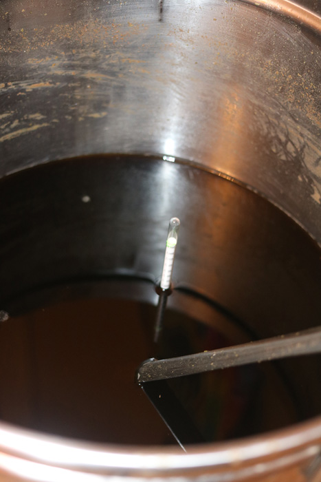 Hydrometer reading in kettle Hydrometer reading in kettle