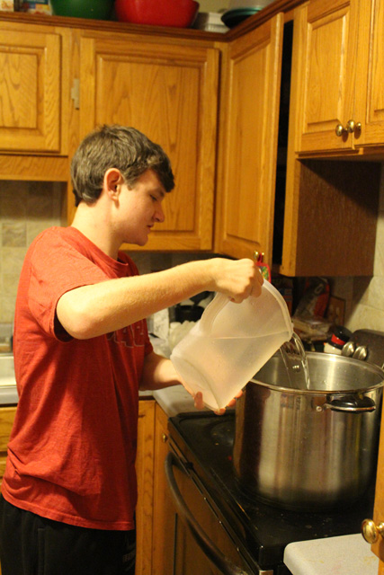 Caleb pouring strike water Caleb pouring strike water