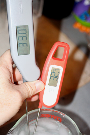 Checking ice water temps Checking ice water temps