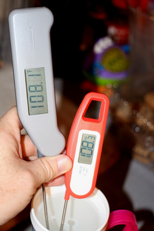 Checking hot tap water Checking hot tap water